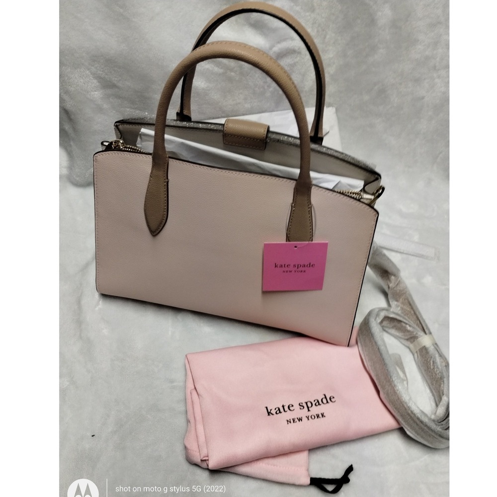 Kate Spade Voyage Medium Satchel Pale Dogwood Colorblock Leather Bag K7734 NEW - Picture 2 of 13